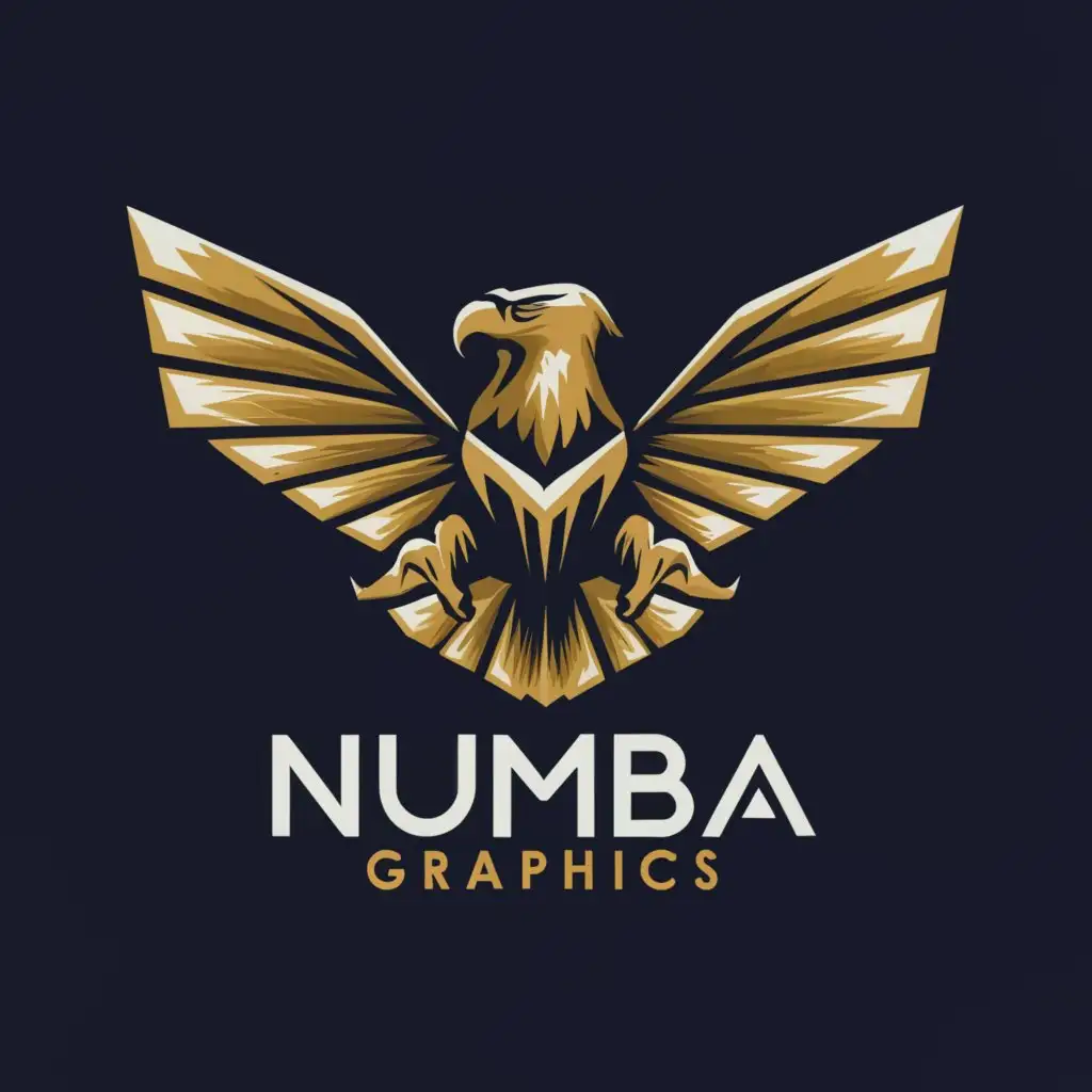 a logo design,with the text "NUMBA GRAPHICS", main symbol:EAGLE,complex,clear background