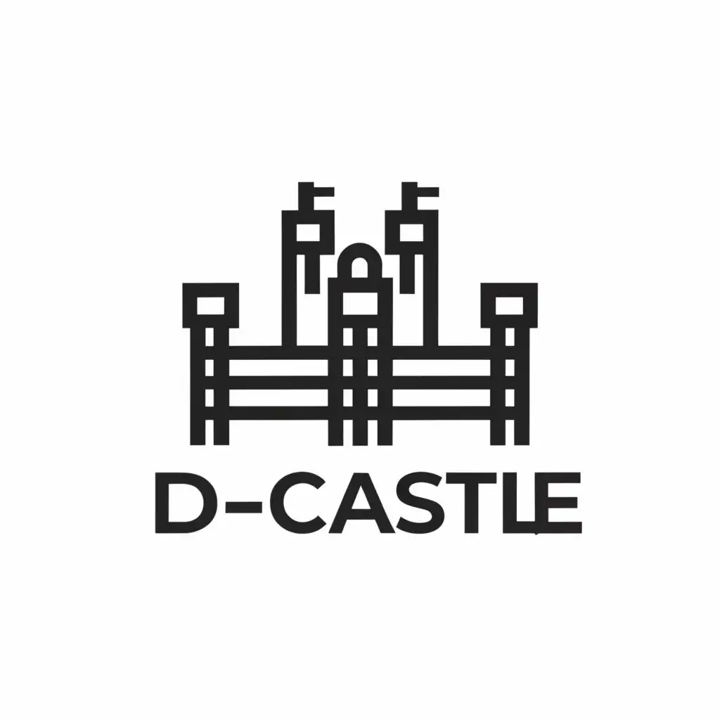 a logo design,with the text "DCASTLE", main symbol:CASTLE, jail, grills,Minimalistic,clear background