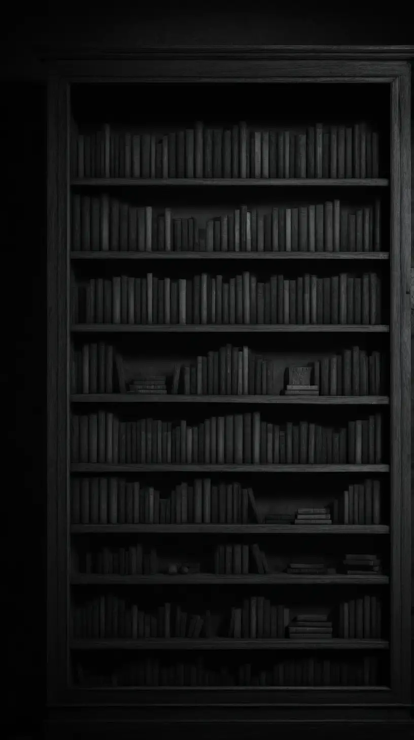 horror bookshelf with nothing on it that fills the screen