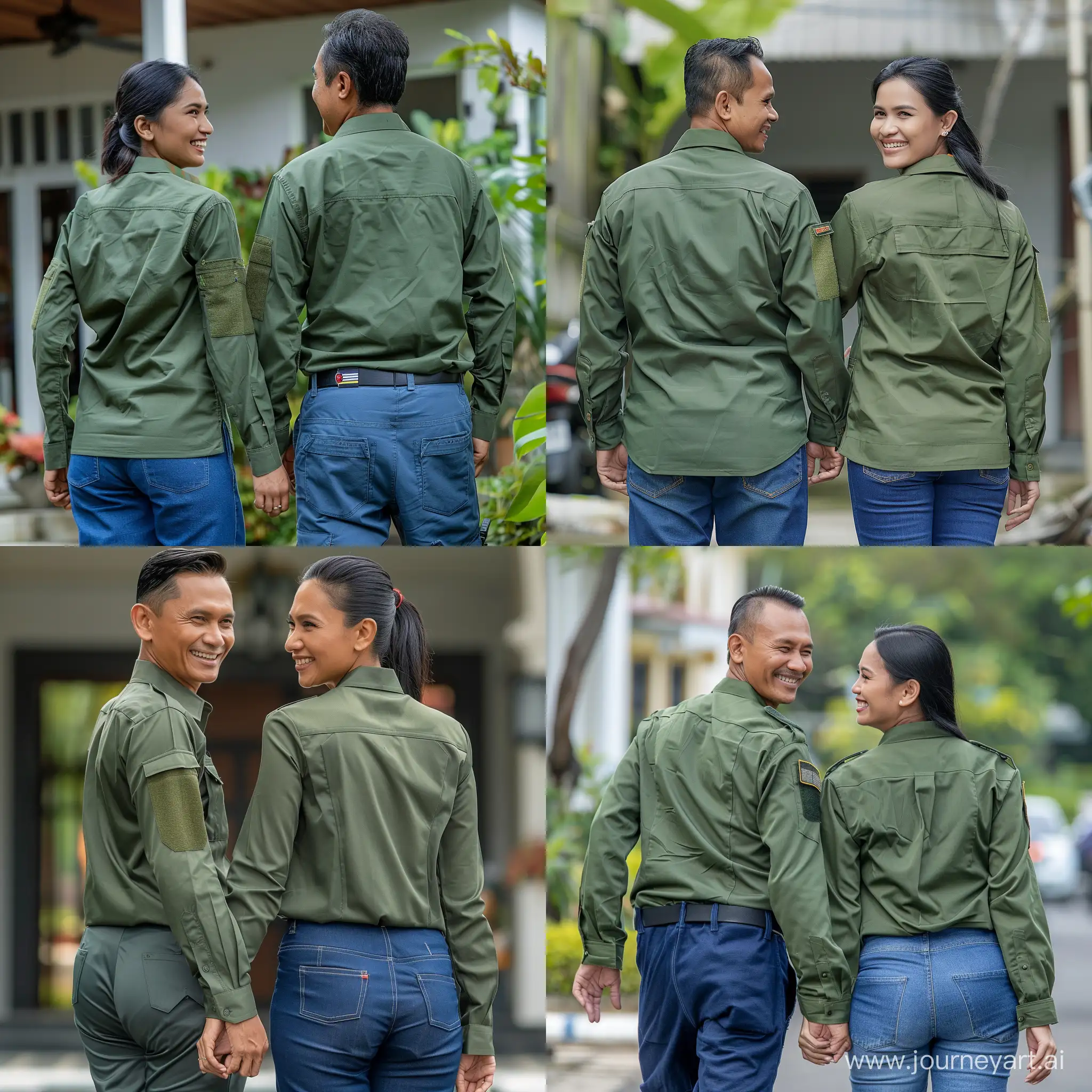 Indonesian-Government-Employees-in-Green-Blank-Office-Field-Shirts