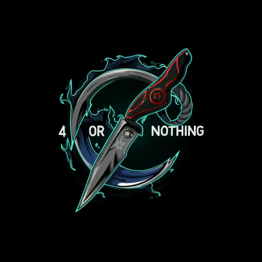 a logo design,with the text "4 or nothing", main symbol:CS:GO Karambit knife,complex,clear background