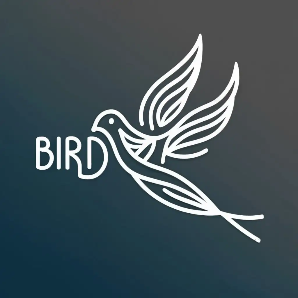 logo, a white dove made of wire, without the text "bird", typography