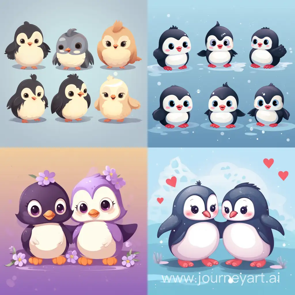 Adorable-Cartoon-Penguins-Waddling-Together