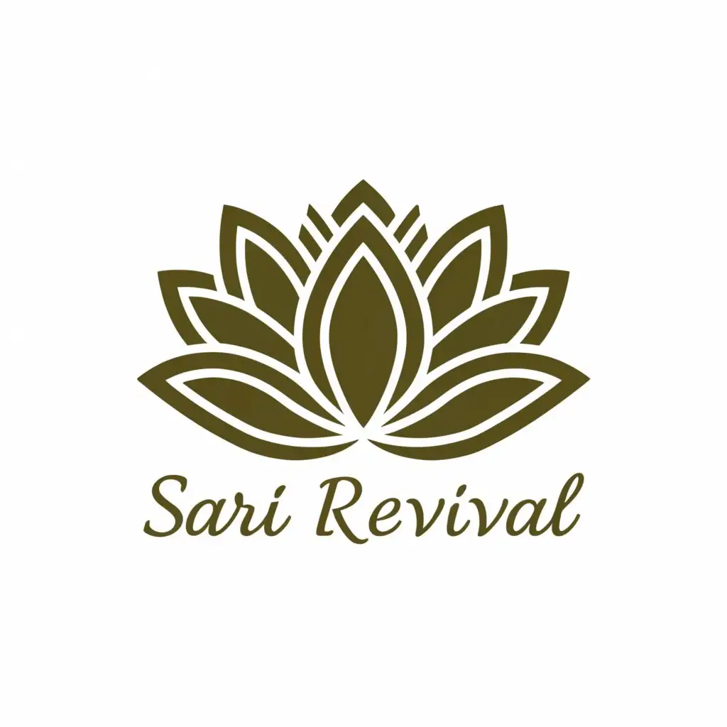 a logo design,with the text "sari revival", main symbol:a minimalistic version lotus flower with script font with sans script font,Minimalistic,clear background