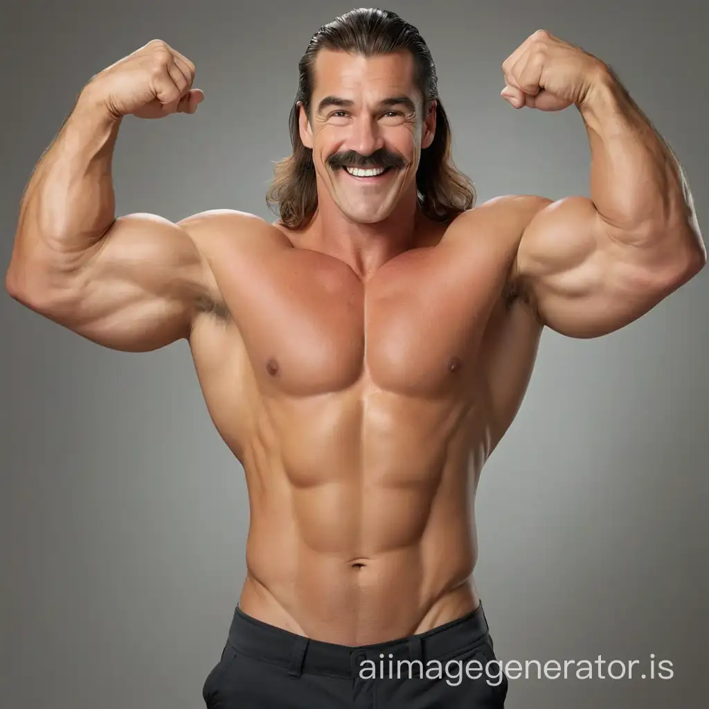Smiling-Mature-Bodybuilder-Flexing-Huge-Arms-with-Mustache-and-Long-Hair