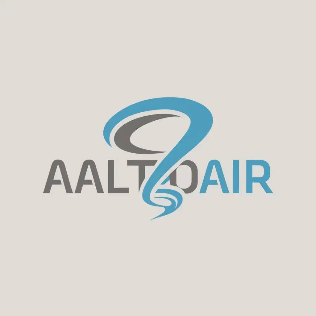 a logo design,with the text "Aaltoair", main symbol:blue and grey tornado,Minimalistic,clear background