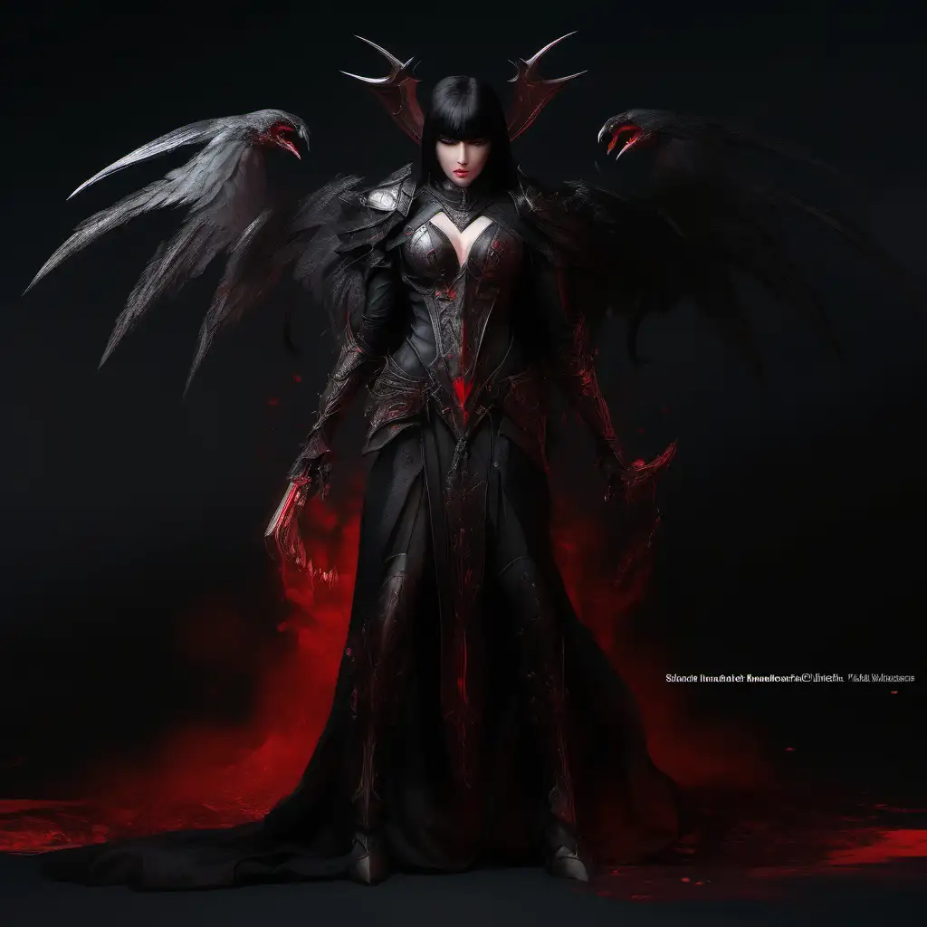 Seductive Blood Mage Warrior in Black Armor Fantasy Art
