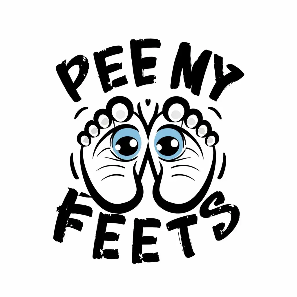 a logo design,with the text "Peep my feets", main symbol:Bare Feet with an eyeball on each arch,Moderate,clear background