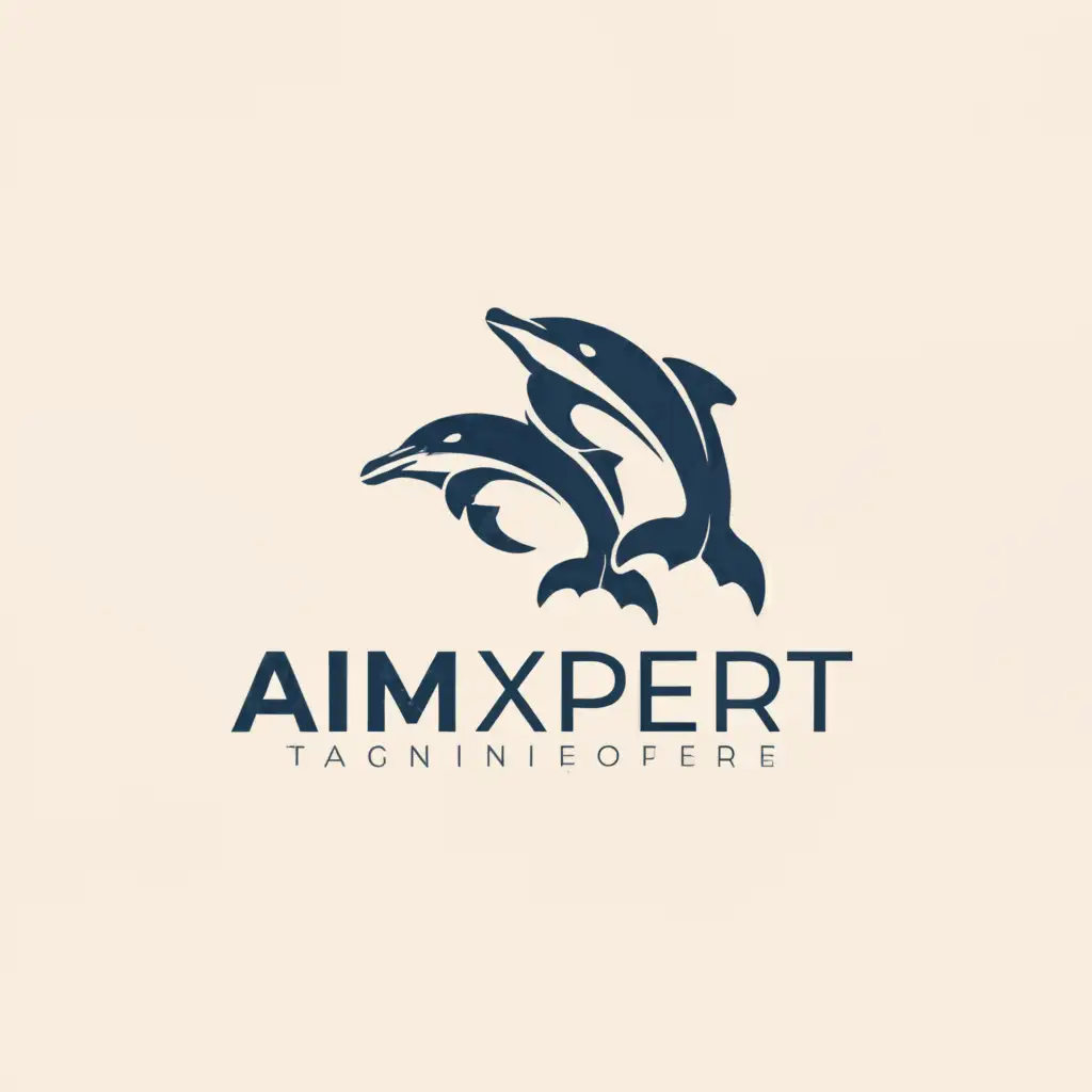 a logo design,with the text "AIMLXPERT", main symbol:2 dolphins,Moderate,be used in Education industry,clear background