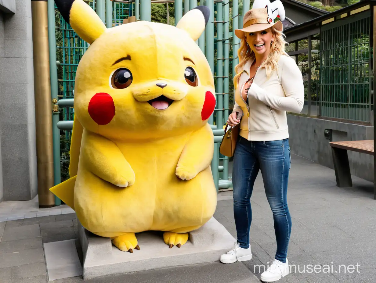 Britney Spears with Pikachu at a Japanese Zoo