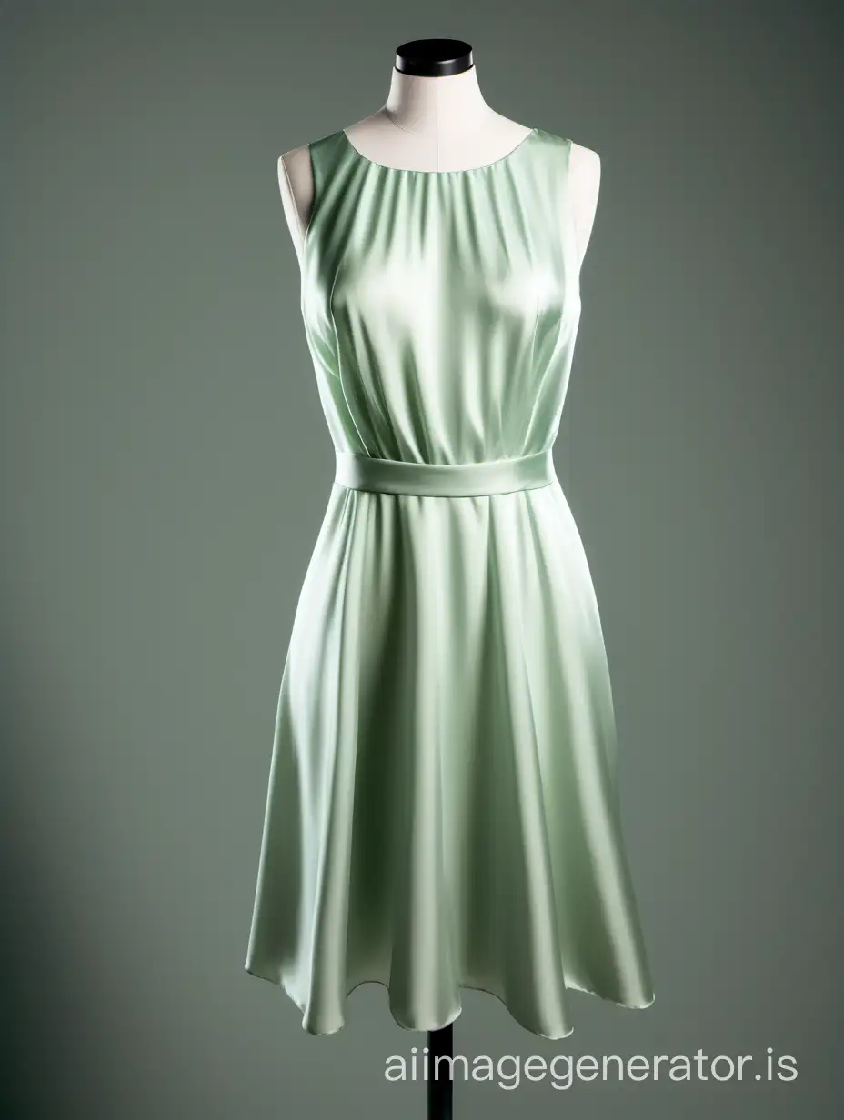 pale green silk dress on a mannequin in isometric