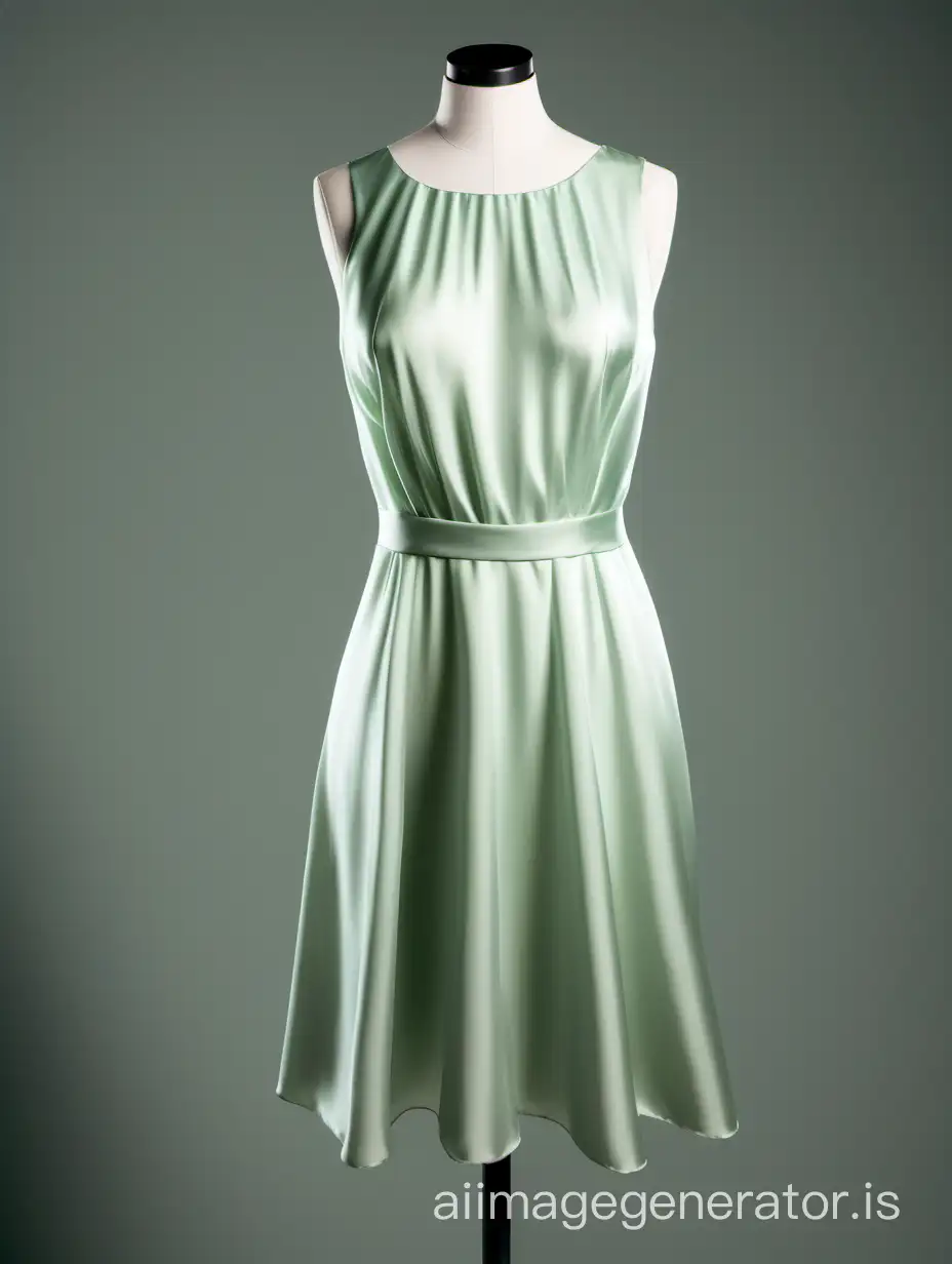 Elegant-Pale-Green-Silk-Dress-Displayed-on-Isometric-Mannequin