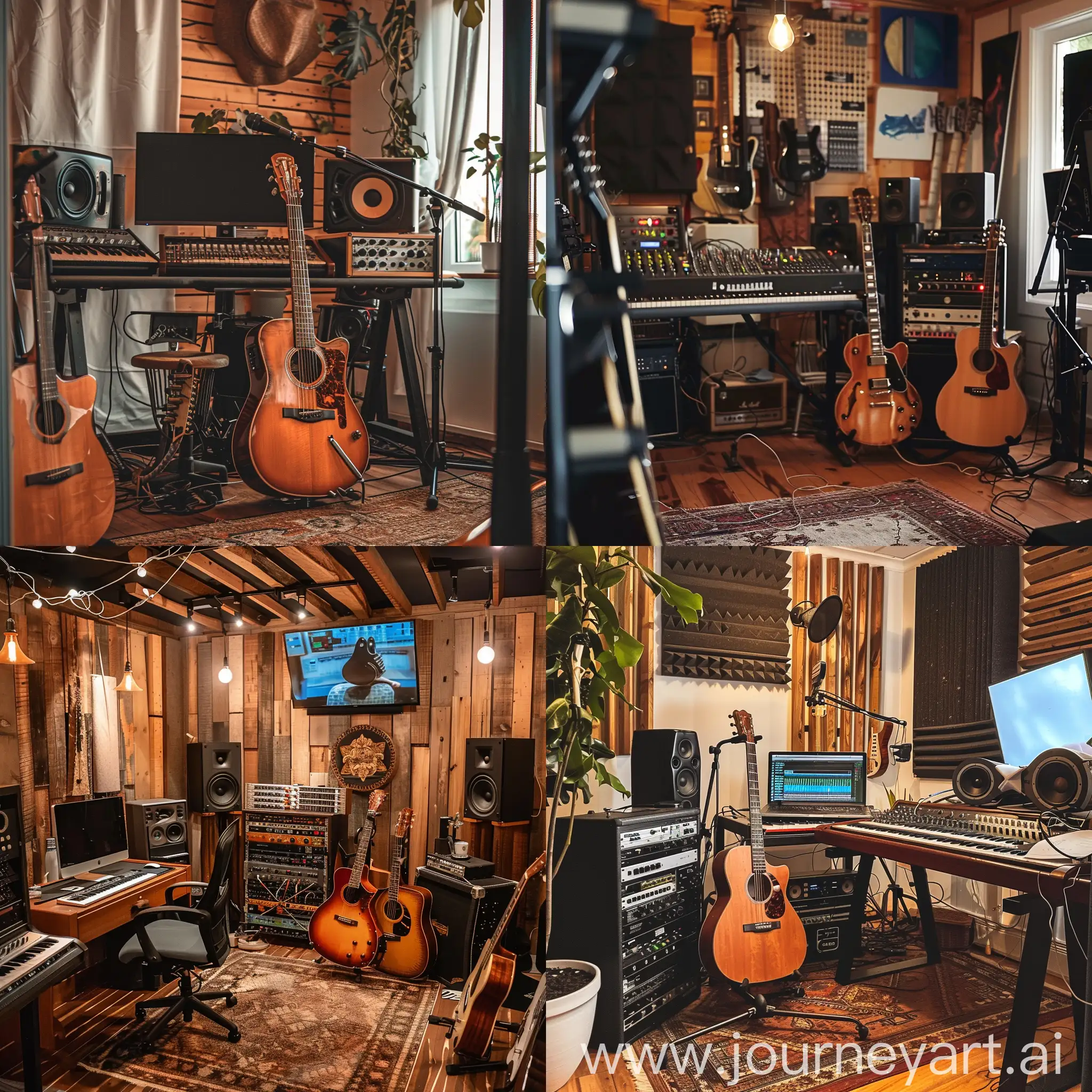 home recording studio with guitars