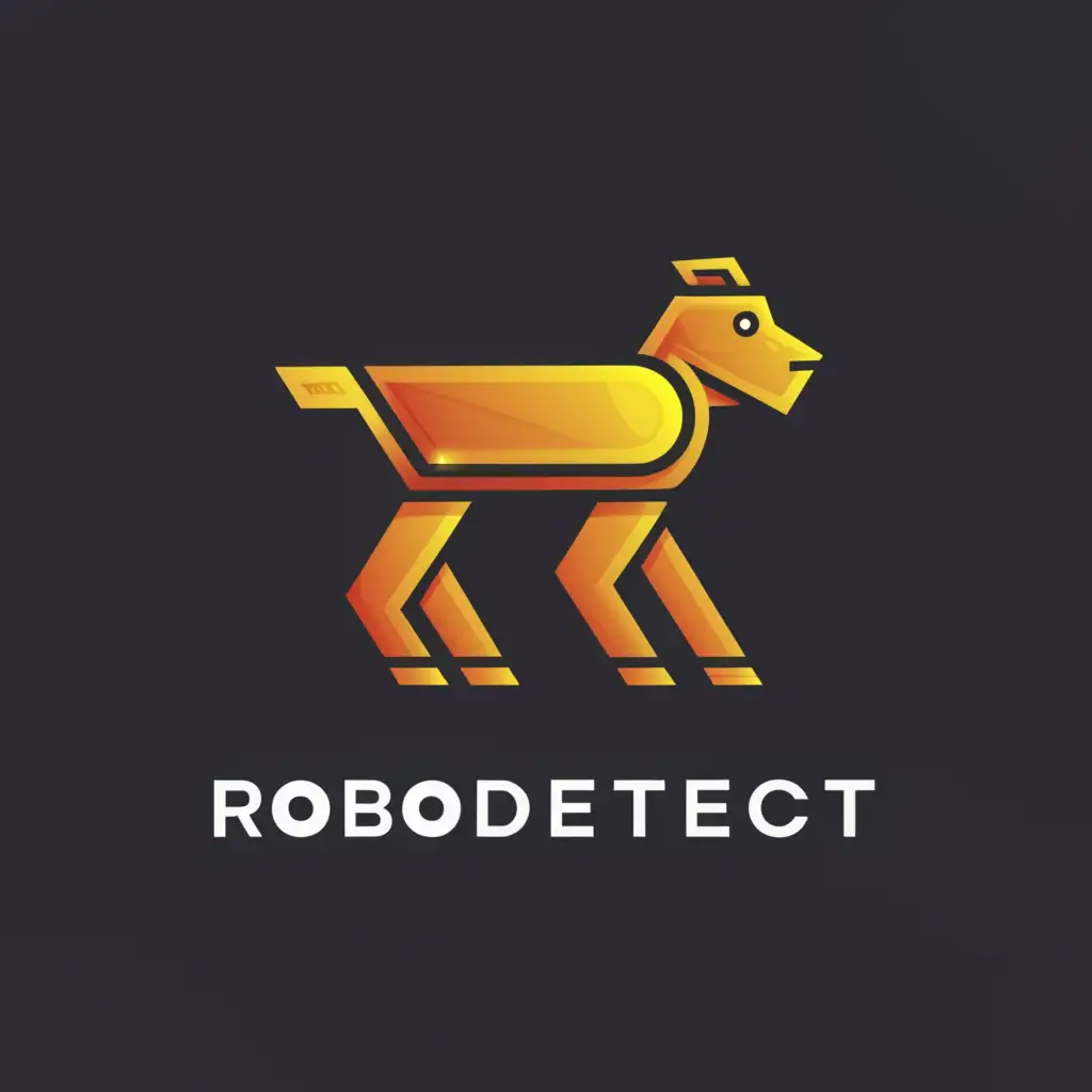 a logo design,with the text "RoboDetect", main symbol:a 4 legged robot dog like unıtree go,Moderate,clear background