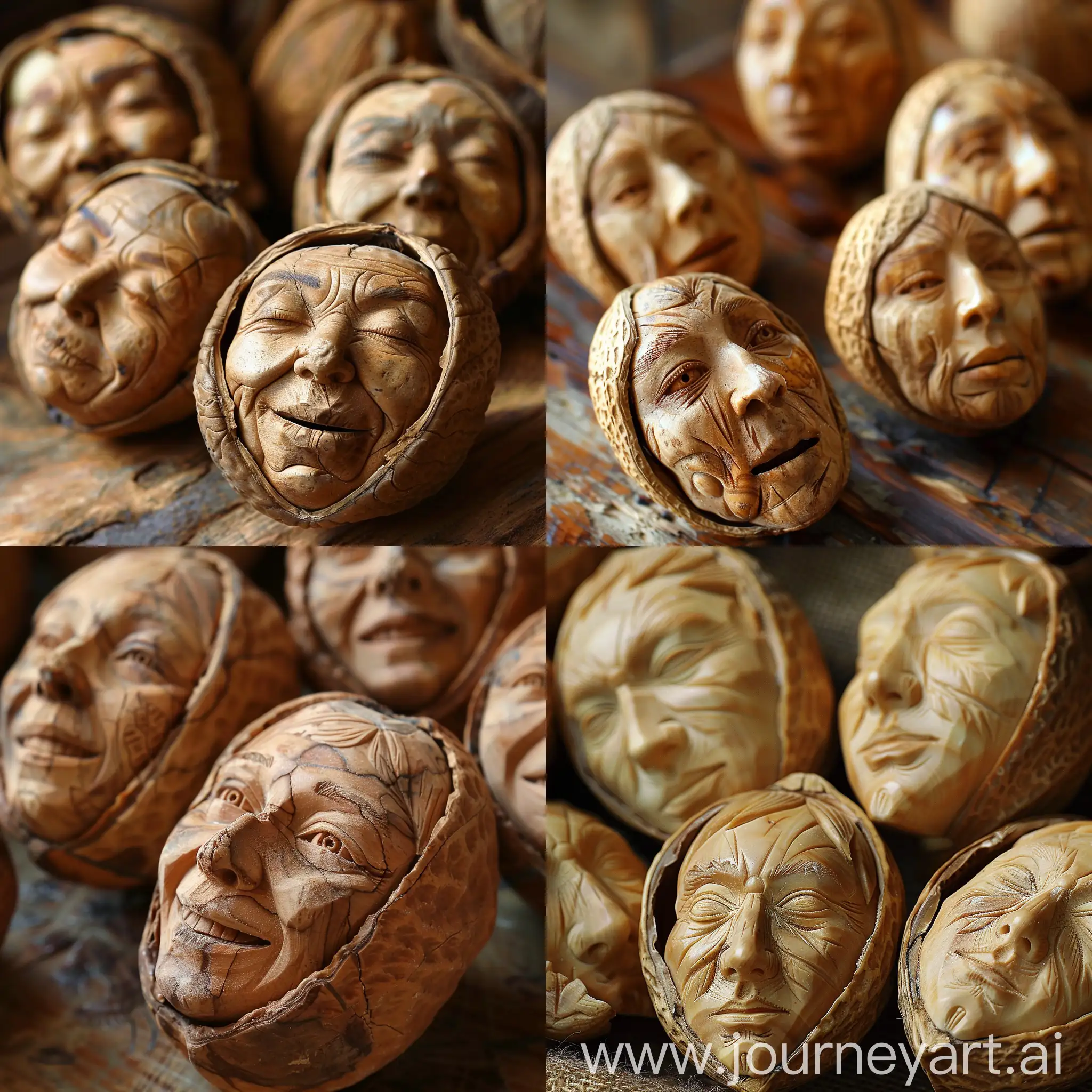 Whimsical-Anthropomorphic-Nuts-with-HandCarved-Faces-6th-Edition
