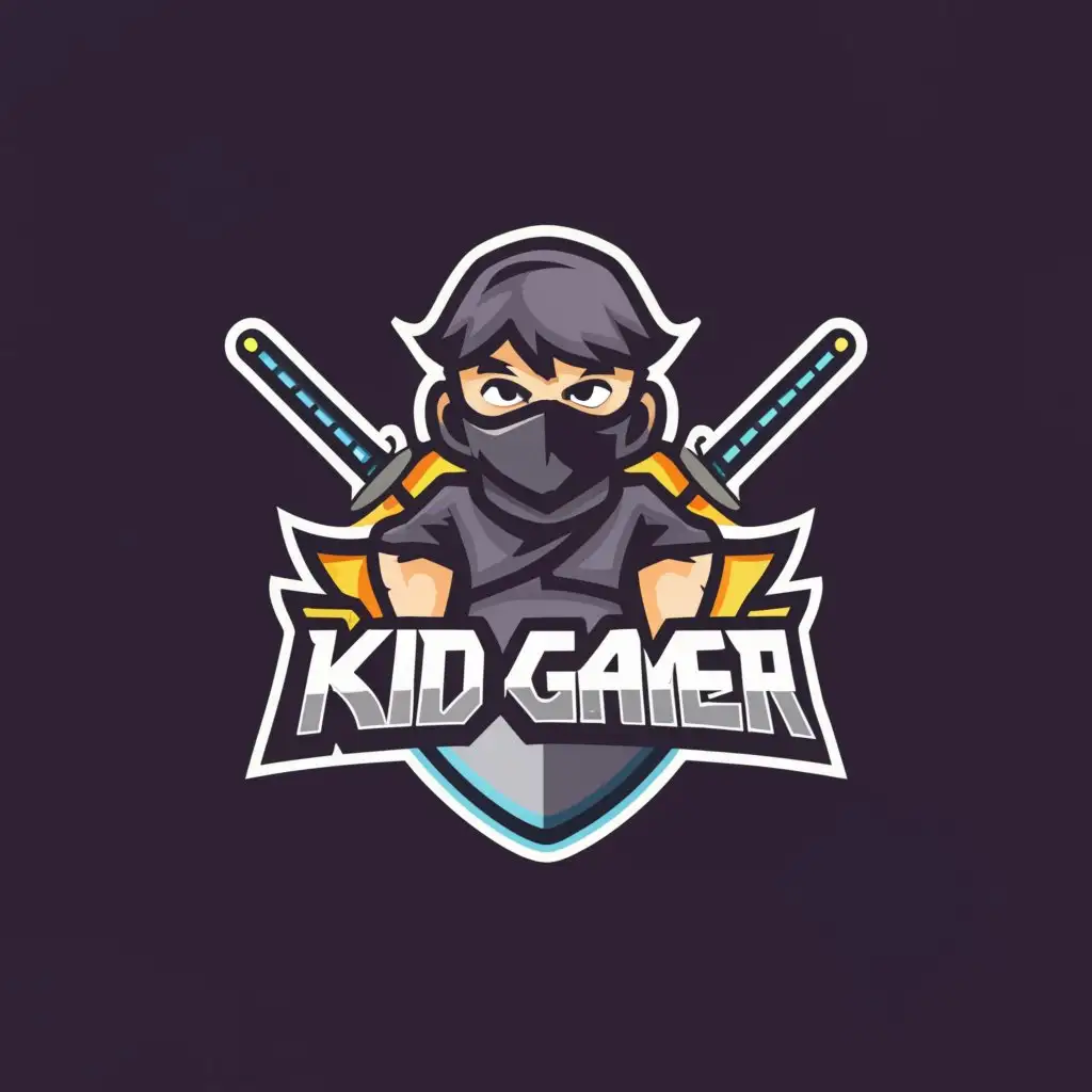 a logo design,with the text "kid gamer", main symbol:a gamer ninja,Moderate,be used in Entertainment industry,clear background