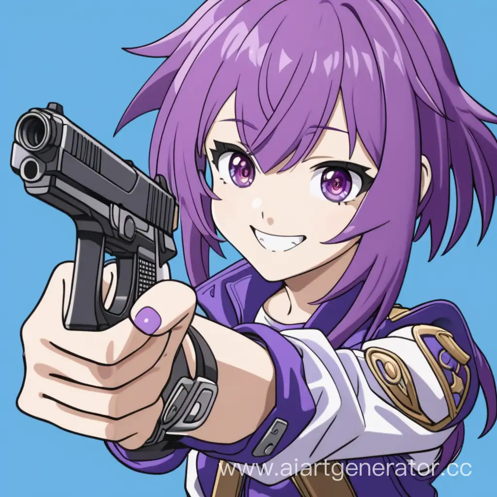 Smiling-Anime-Girl-with-Purple-Hair-Pointing-Gun