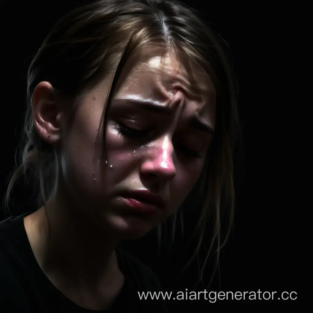 Lonely-Girl-Crying-in-Darkness-Emotional-Realistic-Portrait-in-4K