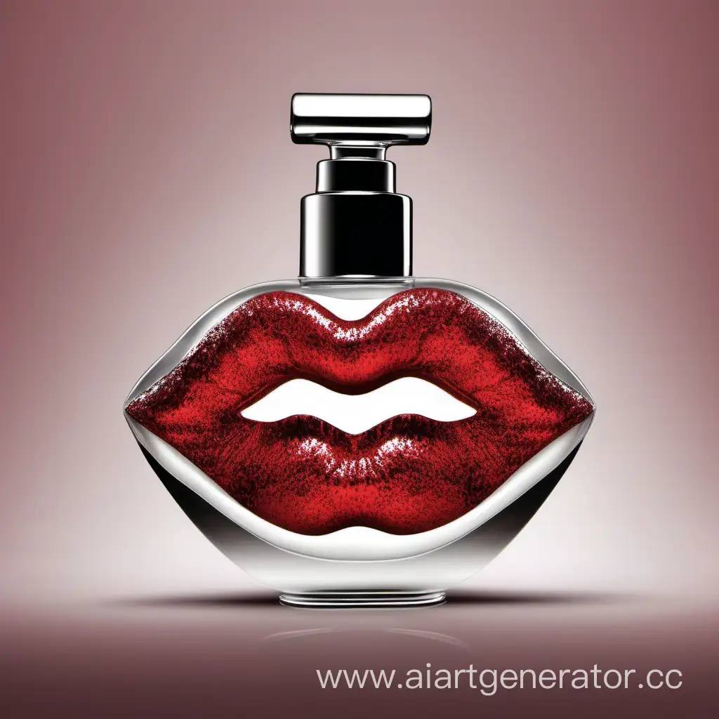 botella de perfume elegante con forma de labios rojos

