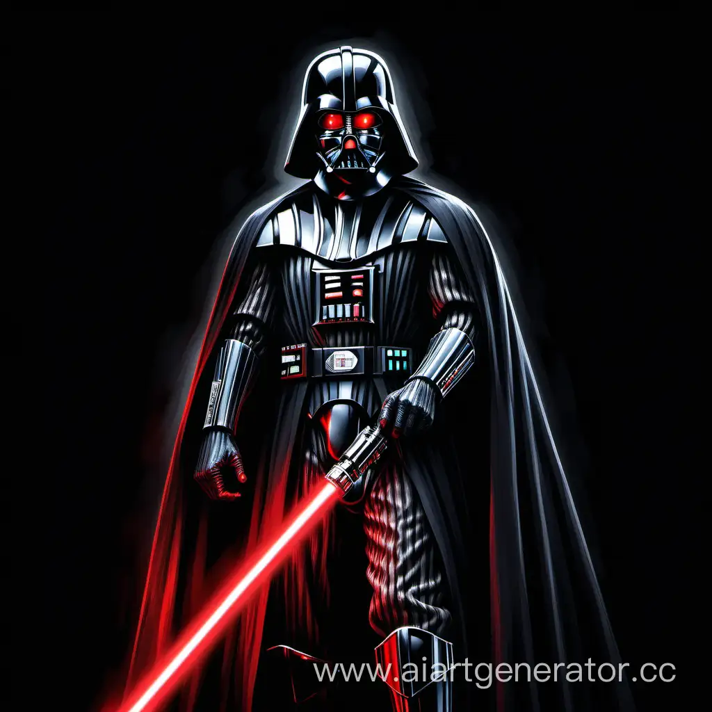 Darth-Vader-Sith-Lord-with-Red-Lightsaber-on-Black-Background