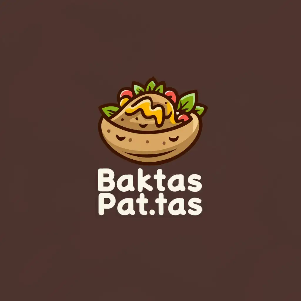 a logo design,with the text "Baktas Patatas", main symbol:Loaded baked potato,Minimalistic,be used in Beauty Spa industry,clear background