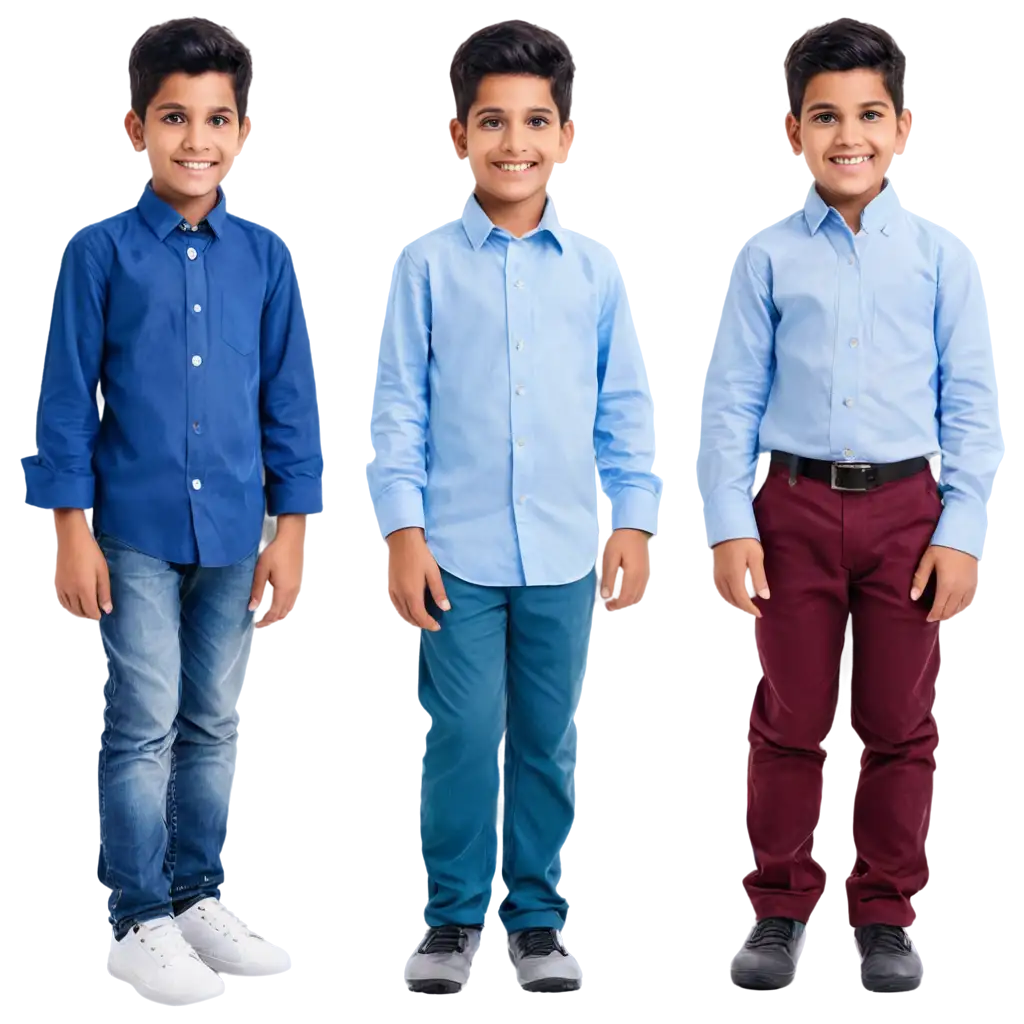 a muslim cute school kids in blue shirt and mehroon pent