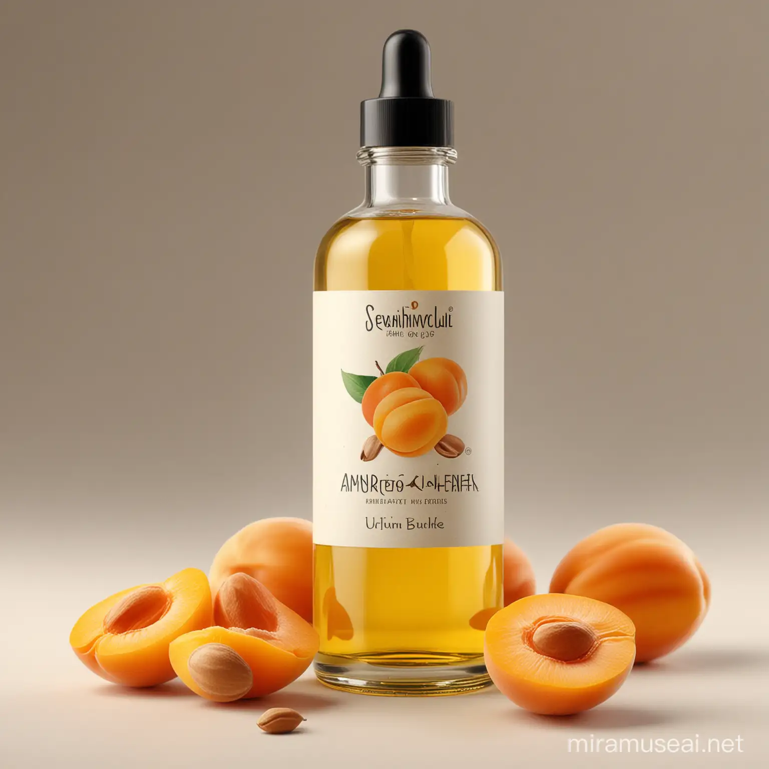 Elegant Apricot Kernel Oil Bottle Design with Floral Accents