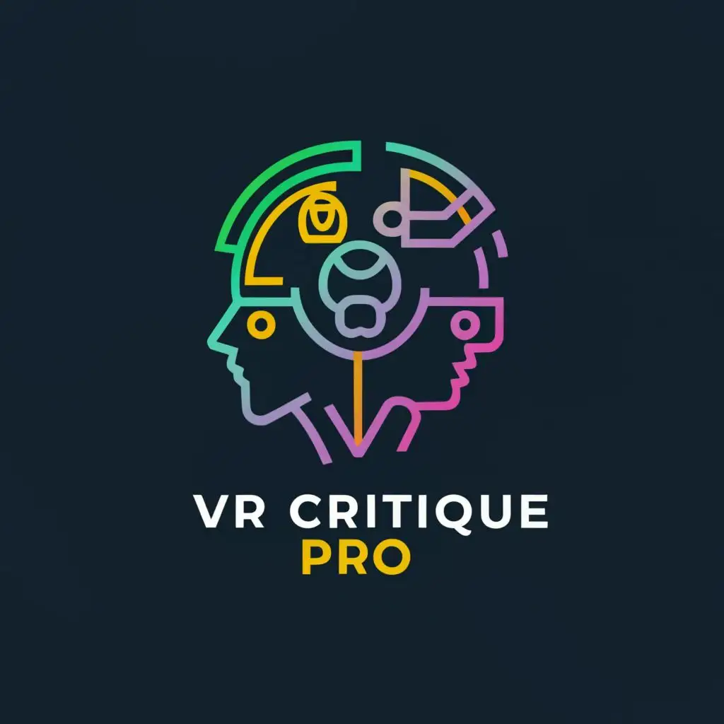a logo design,with the text "VR CRITIQUE PRO", main symbol:Teacher and Student

,complex,clear background
