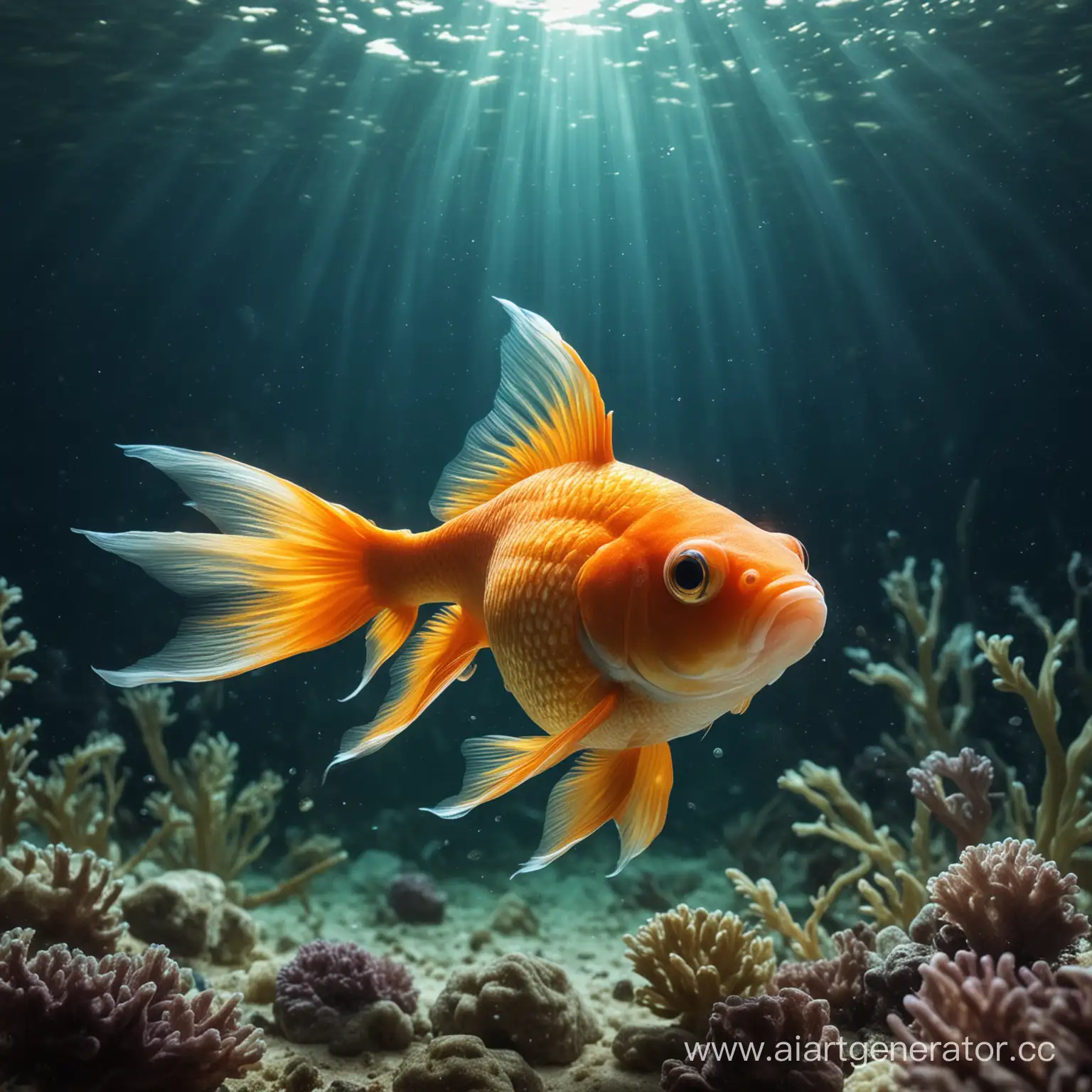 Graceful-Goldfish-Swimming-Underwater