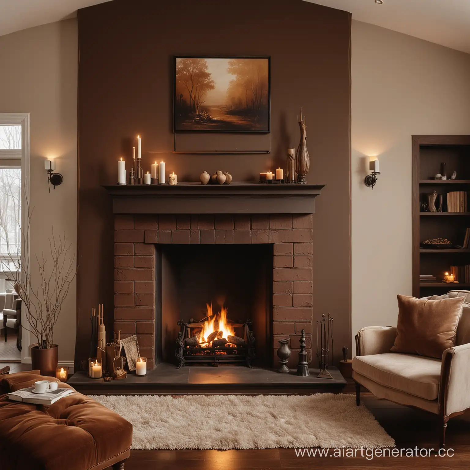 Luxurious-Home-Fireplace-Scene-with-Chocolate-Tones-and-Passionate-Ambiance