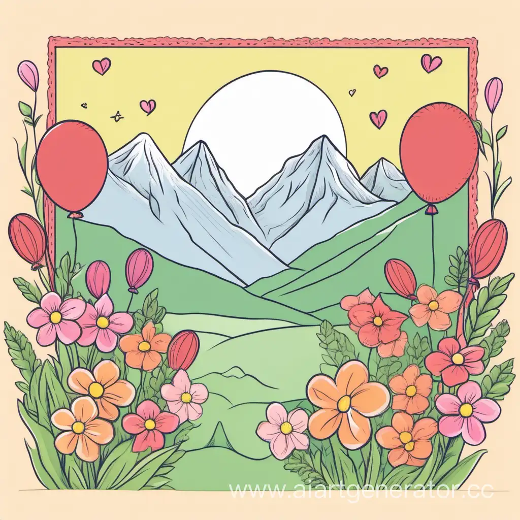 March-8th-Celebration-with-Floral-Bouquets-Balloons-and-Majestic-Mountains