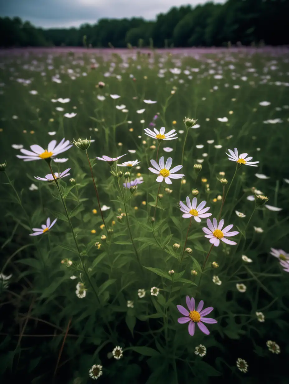 a field of wild flowers of the Northeast United states, with dainty stems