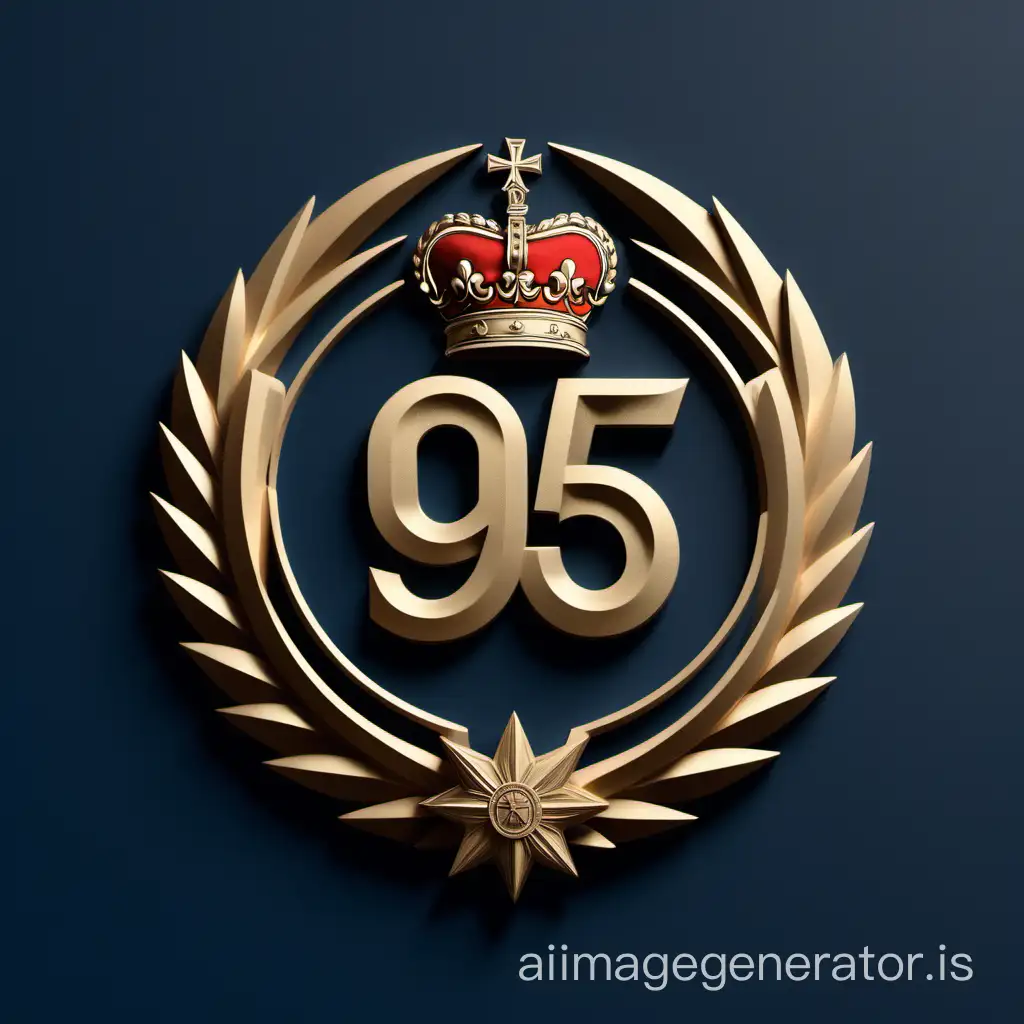 "Design a commemorative logo to mark the 95th anniversary of a distinguished British military unit renowned for its unwavering commitment to Service, Leadership, and Discipline within the community. The logo should encapsulate the unit's proud heritage, embodying its values of integrity, resilience, and dedication to duty. Consider incorporating symbolic elements that reflect the unit's rich history, while also conveying a sense of honor, unity, and forward-looking vision as it celebrates this significant milestone."