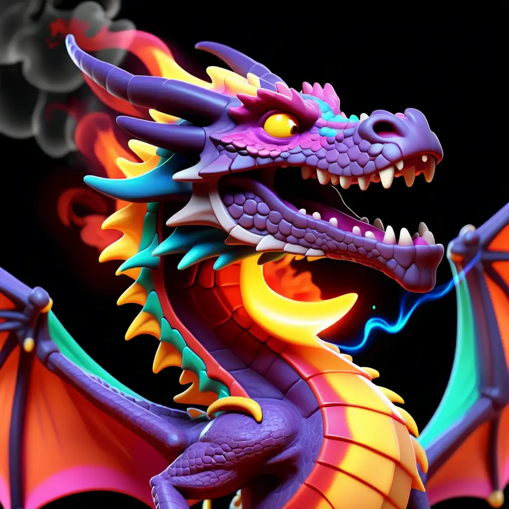 Vibrant Animated Dragon Breathing Fire