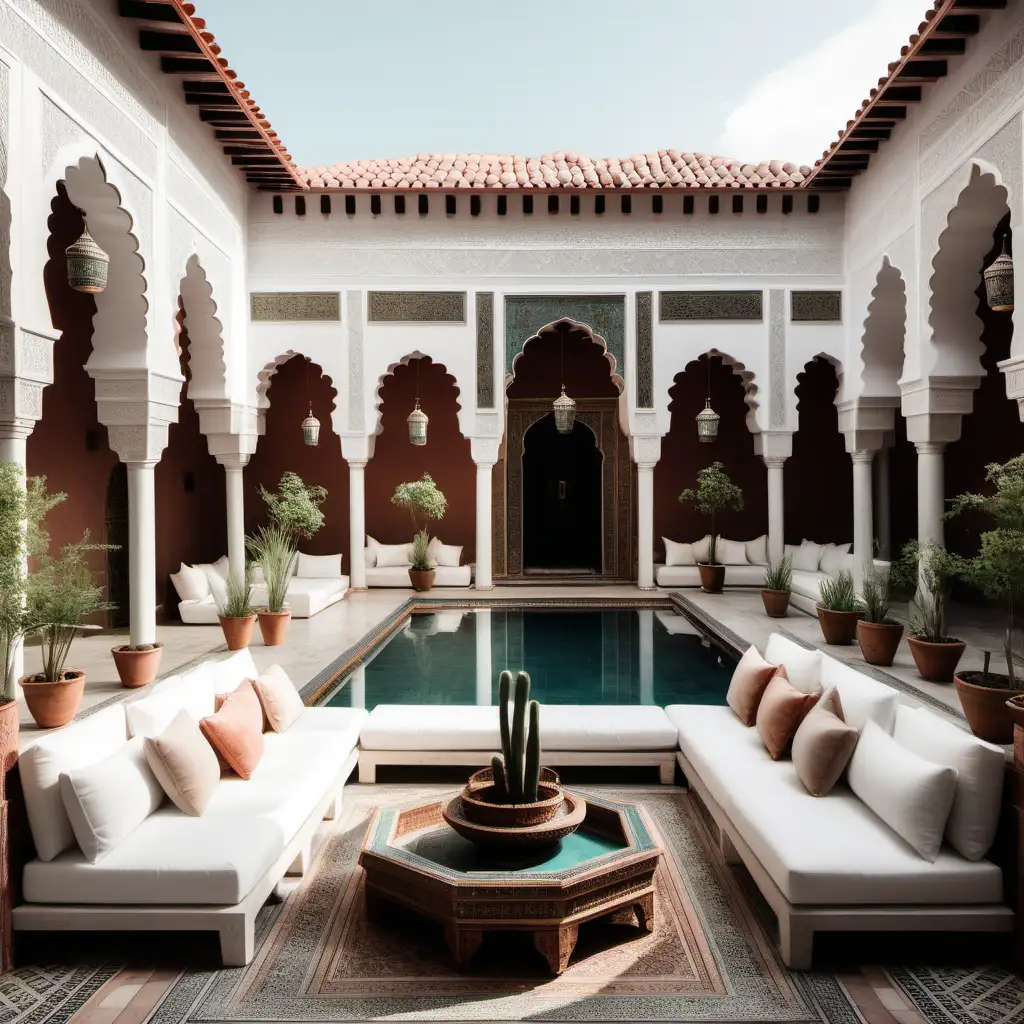 Marrakesh and Turkishstyle Stone Building Four Girls Enjoying Garden Serenity on a White Sofa