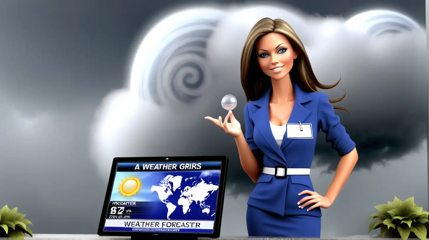Outdoor Weather Girl Forecaster Reporting Live