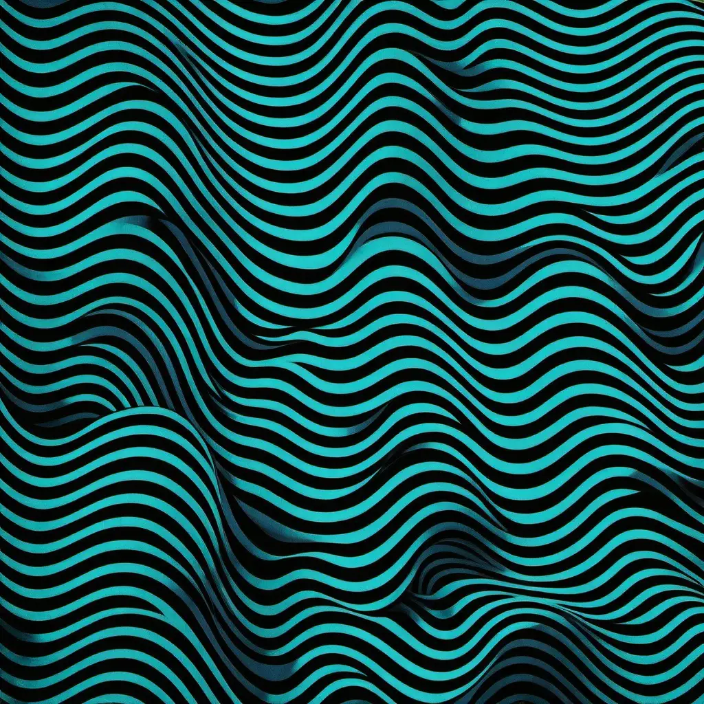 black and gray wavy abstract geometric with aqua blue lines print