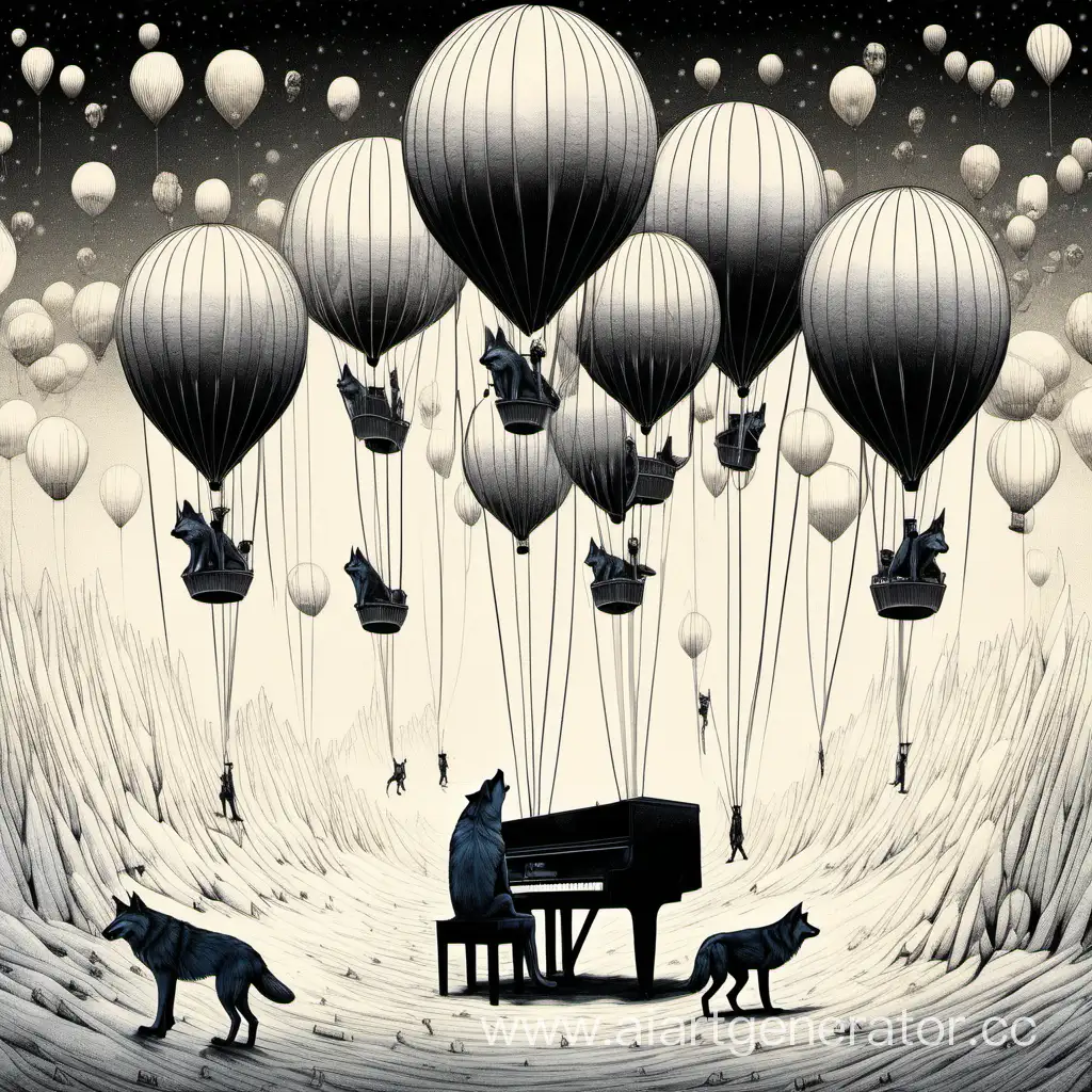 Arctic-Wolves-Playing-Piano-in-Air-Balloons