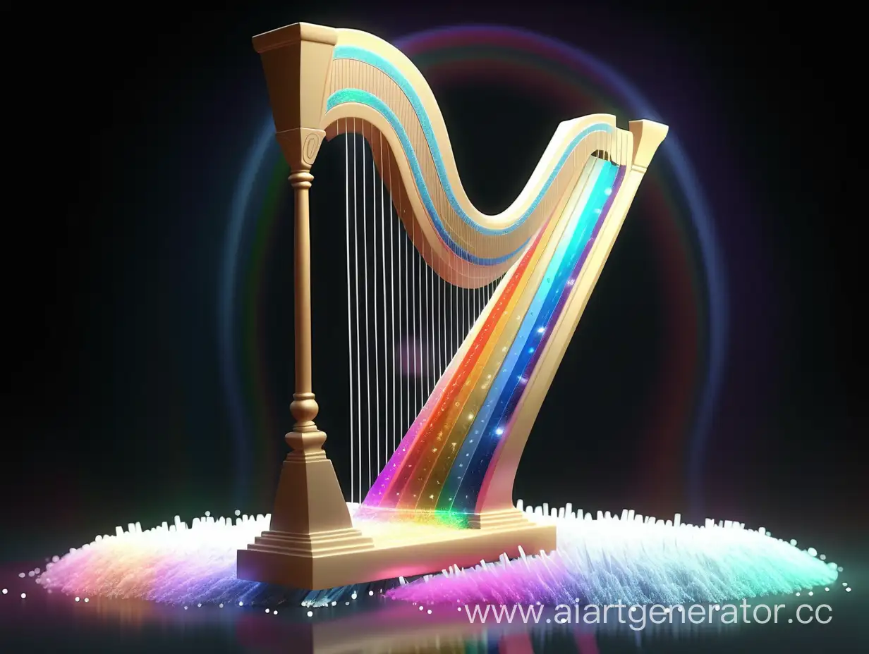 Enchanting-3D-Animation-Harp-Emanating-Shimmering-Rainbow-Sparks-of-Music-in-Crystals