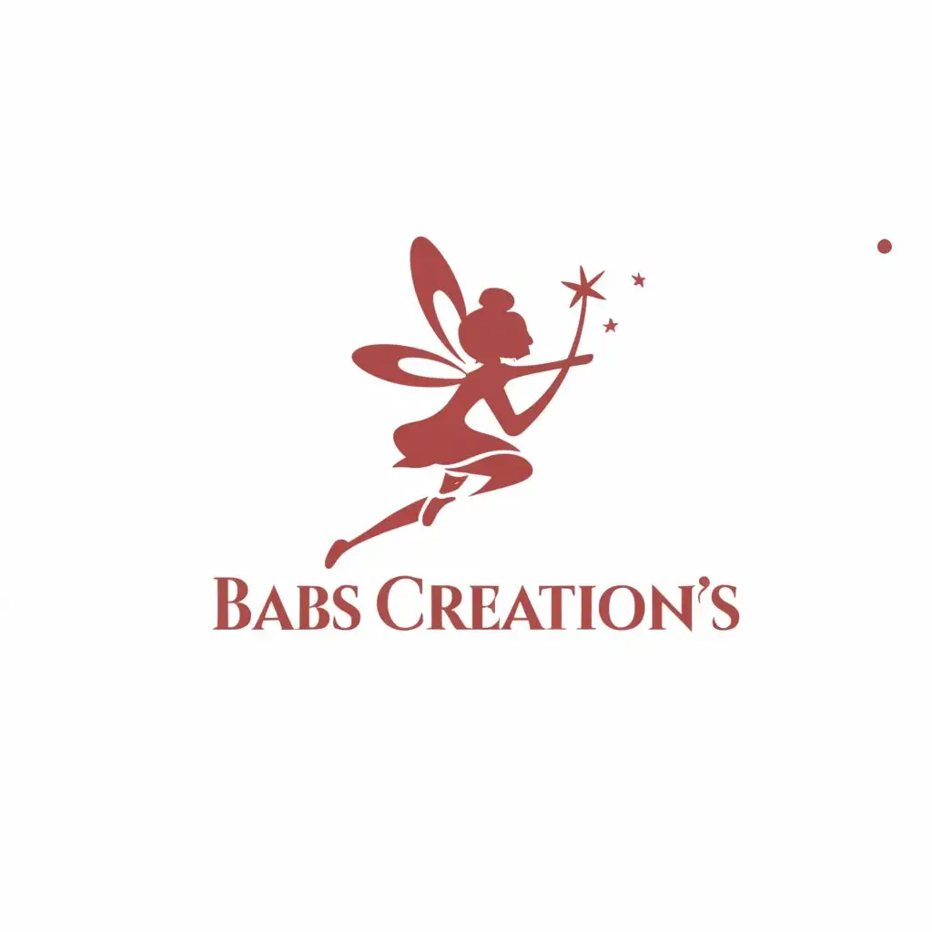 a logo design,with the text "Babs Creation's", main symbol:Fairy with wand following letter s,Moderate,clear background