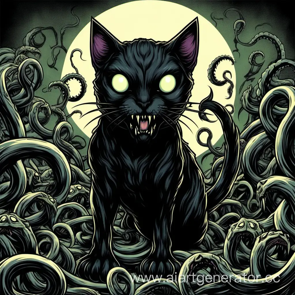 Mysterious-Black-Cat-with-Vampire-Fangs-and-Tentacles-Inspired-by-Cthulhu-Mythos