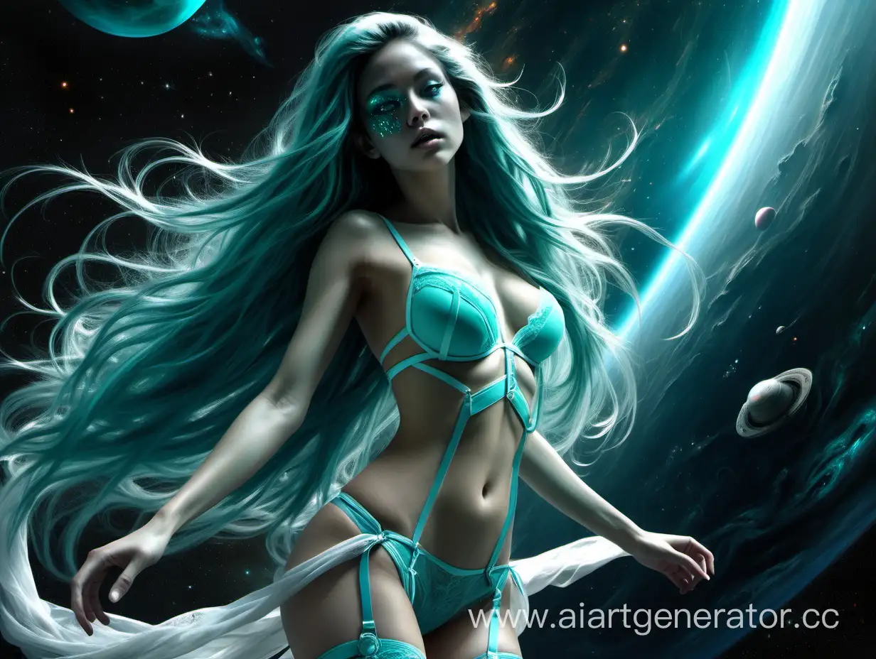 Fantasy-Alien-Girl-in-Turquoise-Lingerie-Amidst-Space-Breeze