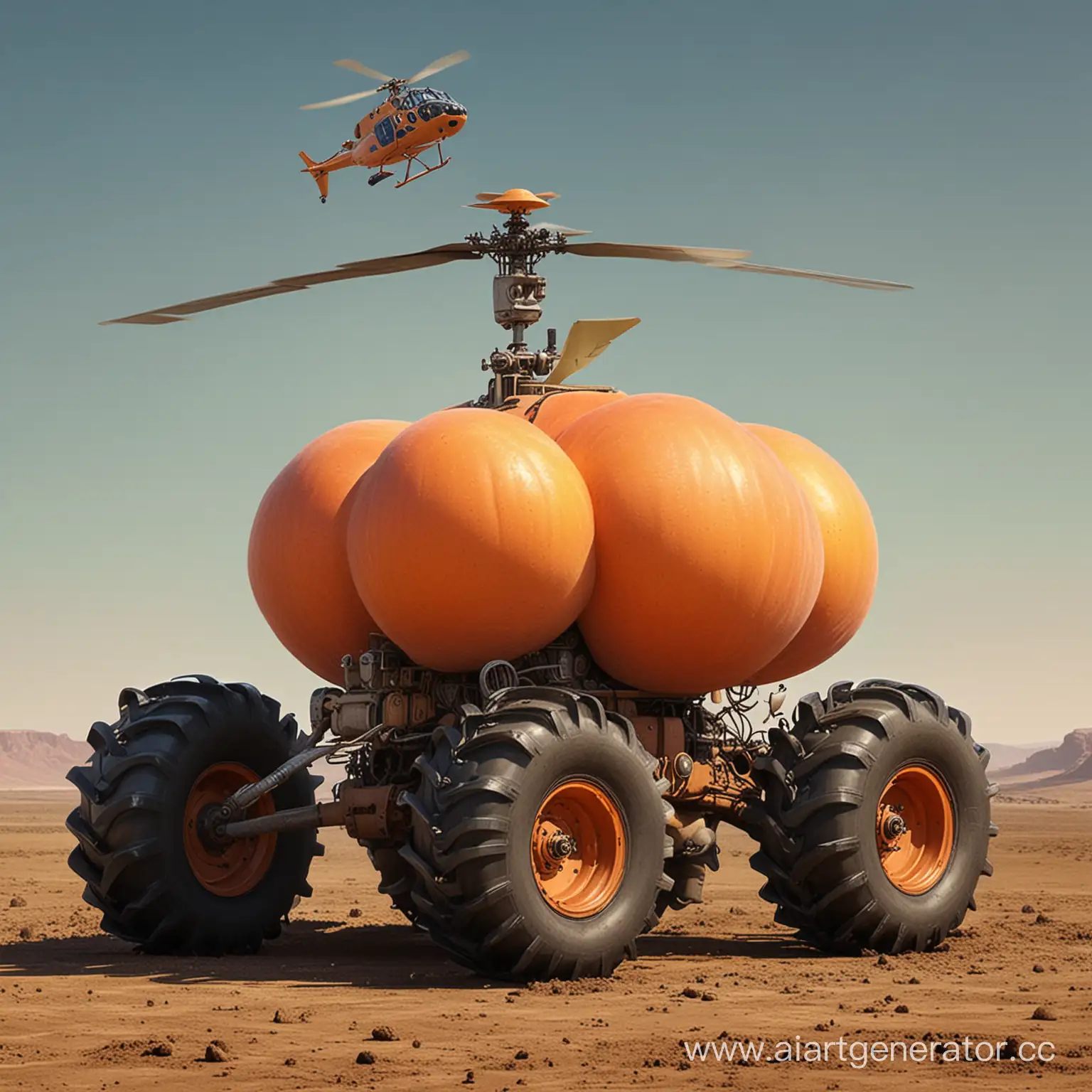 Futuristic-Centaur-Tractor-JetPowered-Flying-Machine-on-a-Peachy-Adventure