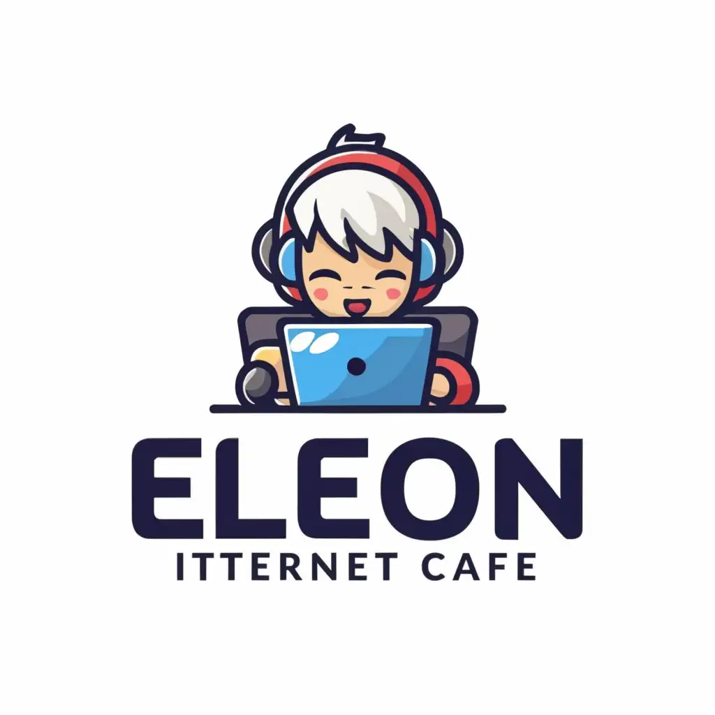 a logo design,with the text "ELeon Internet Cafe", main symbol:Computer Anime,Moderate,be used in Technology industry,clear background