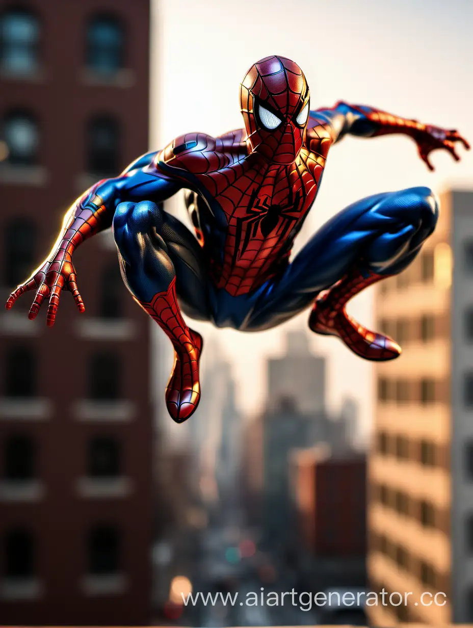 SpiderMan-Jumping-in-Urban-Bliss-HighQuality-8K-Portrait-with-Soothing-Light