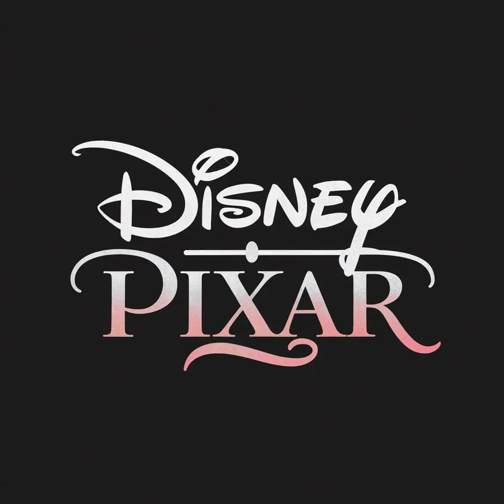 Plain black background image to generate an artistic font, the font is a white to pink gradient image, the word to be written is “Disney/Pixar”