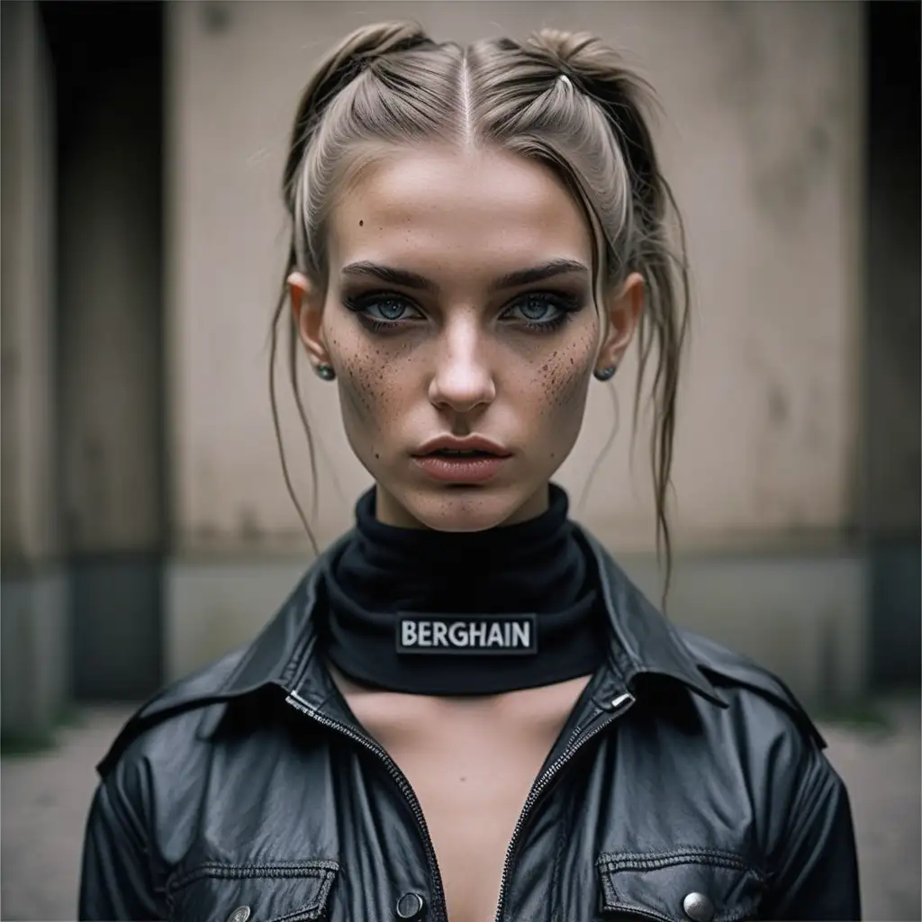 Super Attractive Female Model in HyperRealistic Berghain Fetish Scene