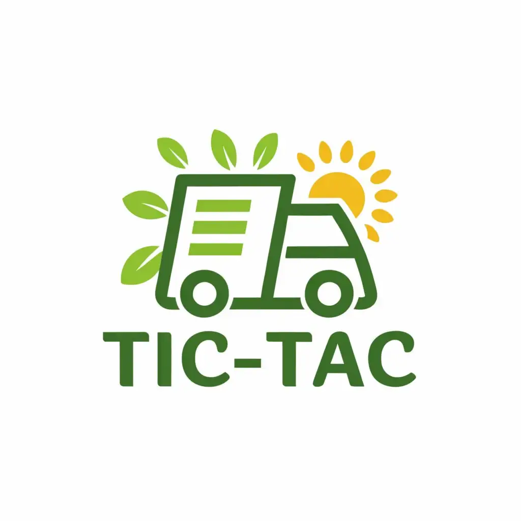 a logo design,with the text "Tic-tac", main symbol:Logo fast food truck ecological operates by solar panels,Minimalistic,be used in Restaurant industry,clear background