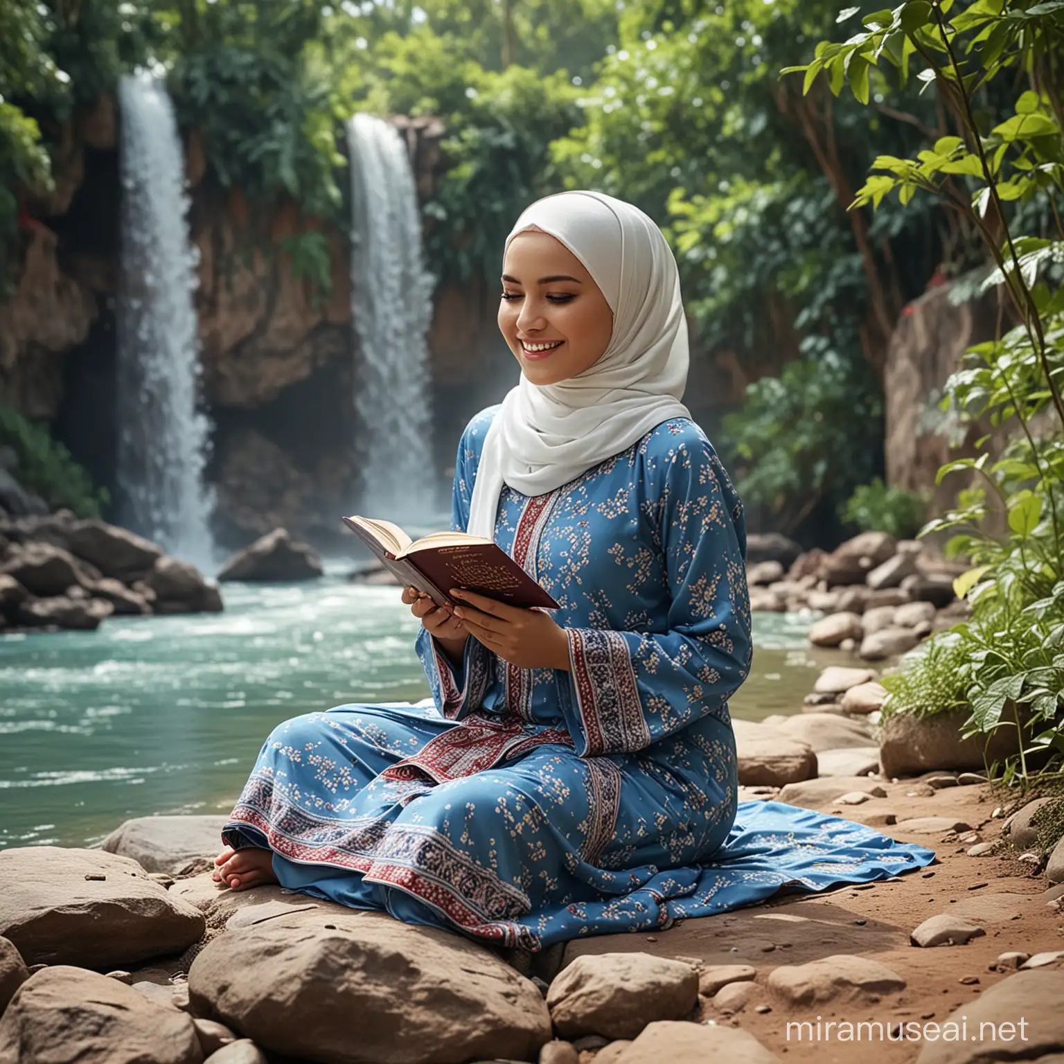 Young Muslimah in Serene Nature with AlQuran