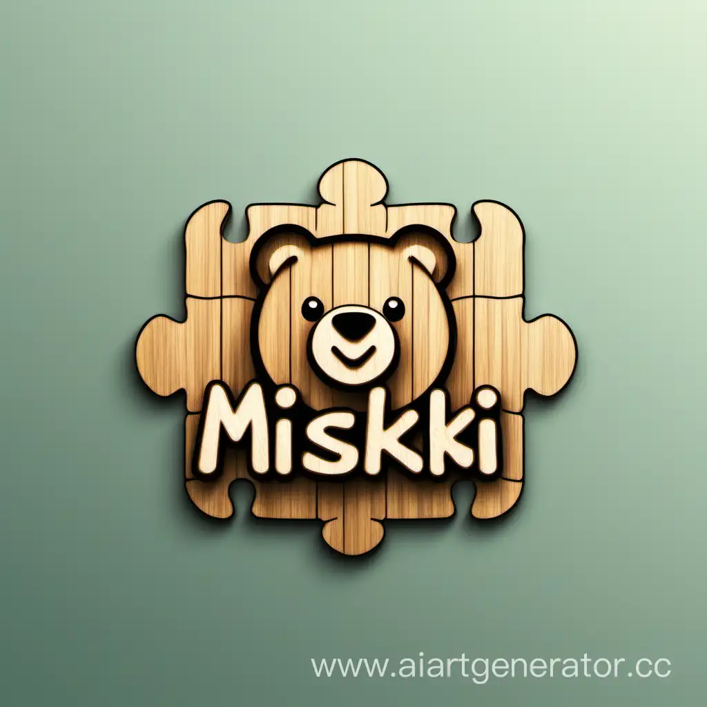 Charming-Wooden-Bear-Puzzle-Logo-for-Mishkiwood